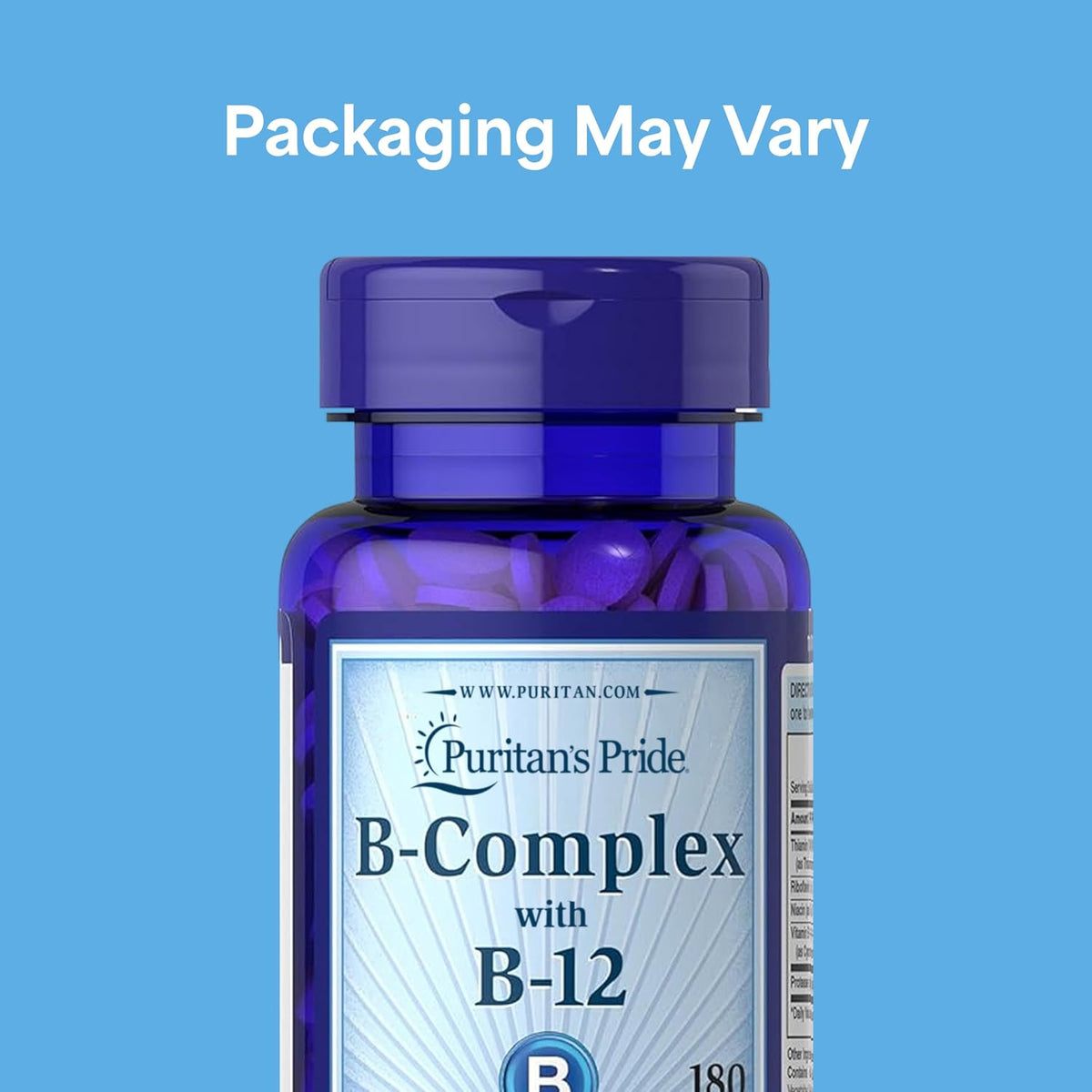 Puritan's Pride Premium Vitamin B-Complex & B-12, 180 Tablets - görsel 2