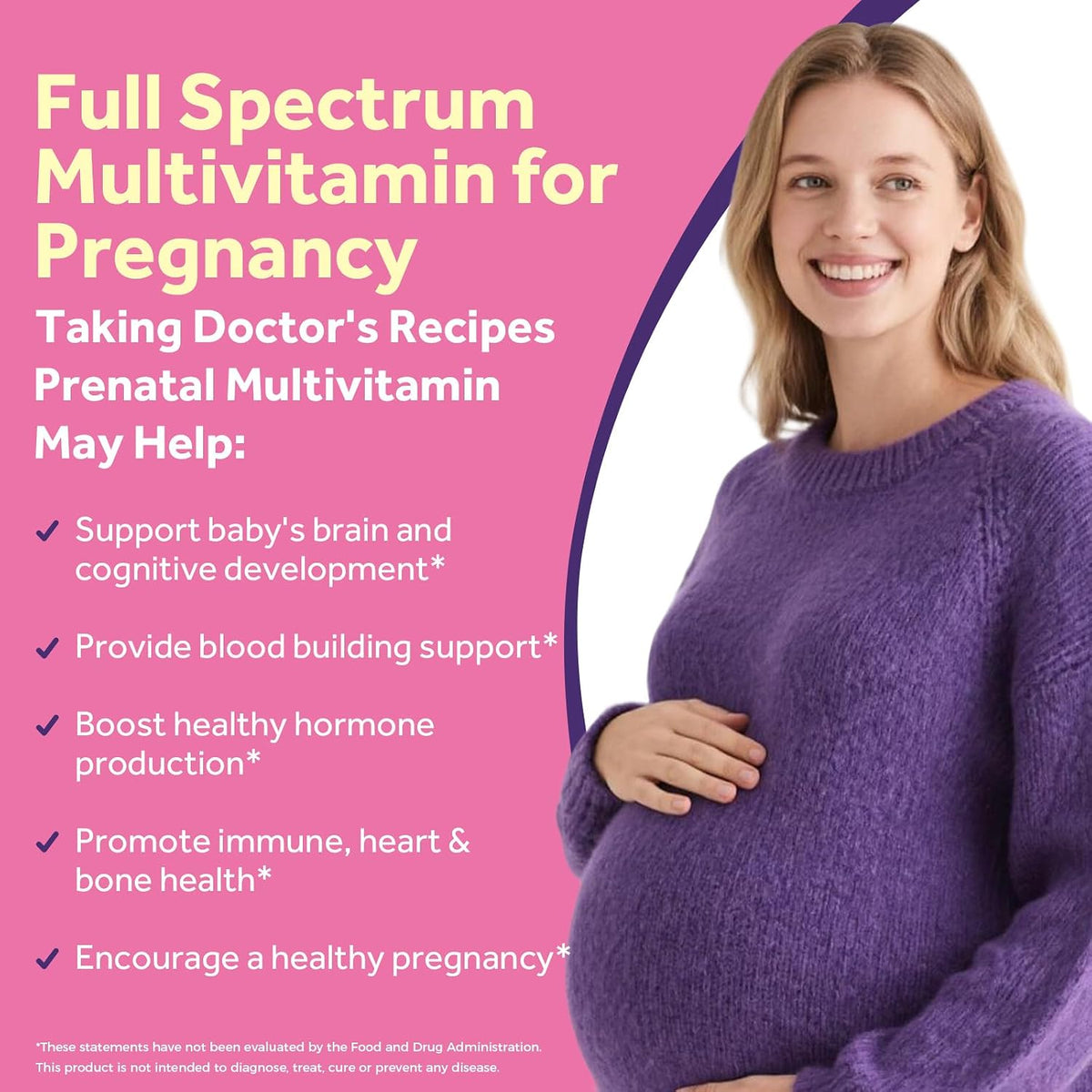Doctor's Recipes Prenatal Multivitamin with DHA & Folate (L-5-MTHF) for Expecting & Planning Mum, Gentle Comprehensive Nutrient Support, 60 Soft gel capsules - görsel 3