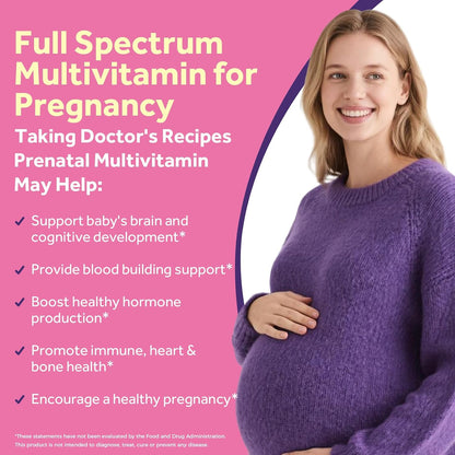Doctor's Recipes Prenatal Multivitamin with DHA & Folate (L-5-MTHF) for Expecting & Planning Mum, Gentle Comprehensive Nutrient Support, 60 Soft gel capsules