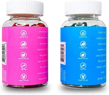 Curvy Body Bears Women's Multivitamin Gummies Top & Peach Support Combo Pack – Berry Flavour, 2-Pack (120 Gummies)