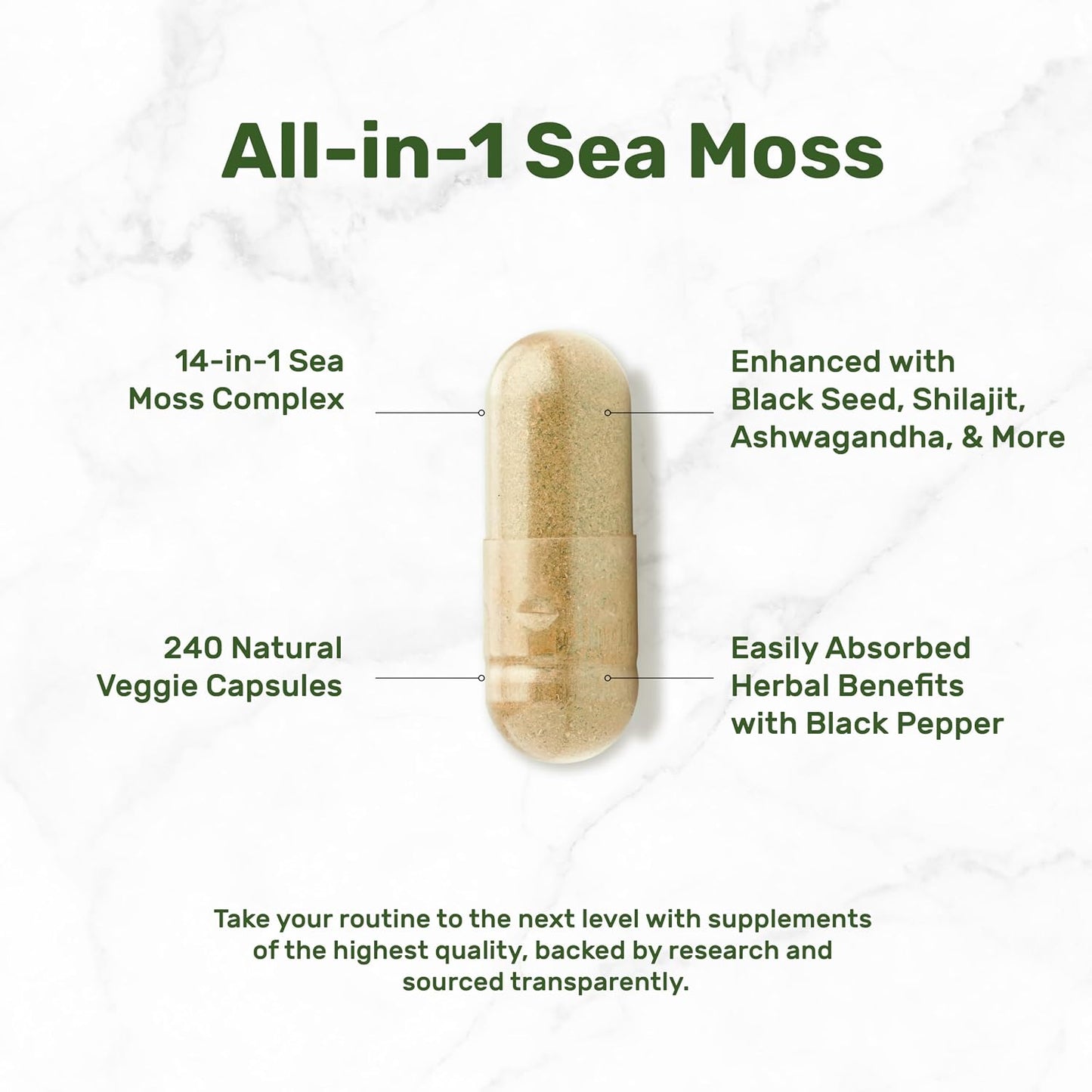 DEAL SUPPLEMENT Irish Sea Moss 240 Veggie Capsules – 14-Superfood Complex with Black Seed Oil, Ashwagandha and Ginger - görsel 3