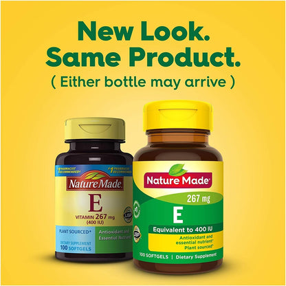 Nature Made Vitamin E 400 IU Softgels 100 Capsules (Pack of 2)