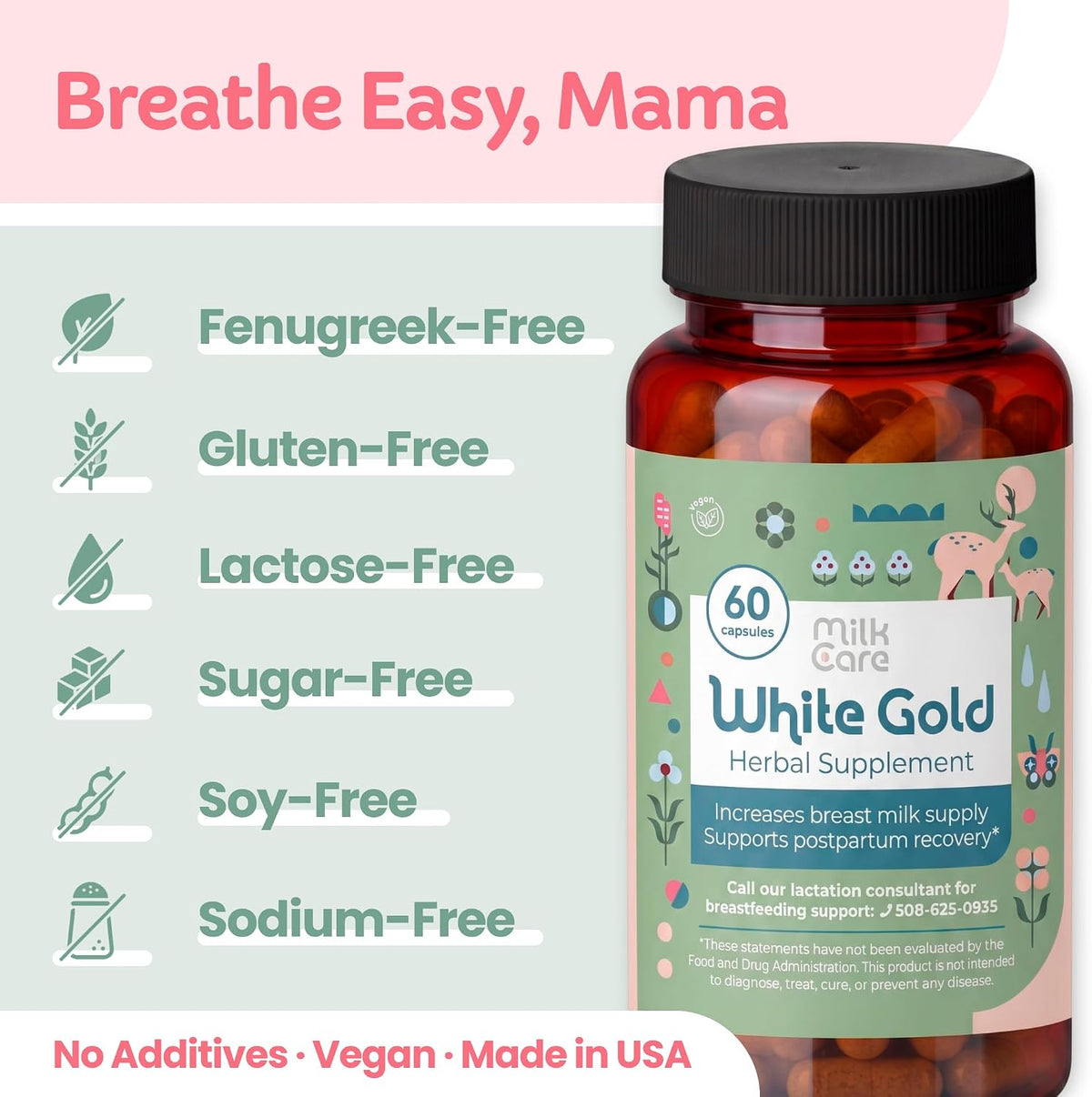 White Gold Lactation Supplement – Fenugreek-Free with Dong Quai, Shatavari & Milk Thistle – IBCLC-Formulated – 60 Vegan Capsules - görsel 7
