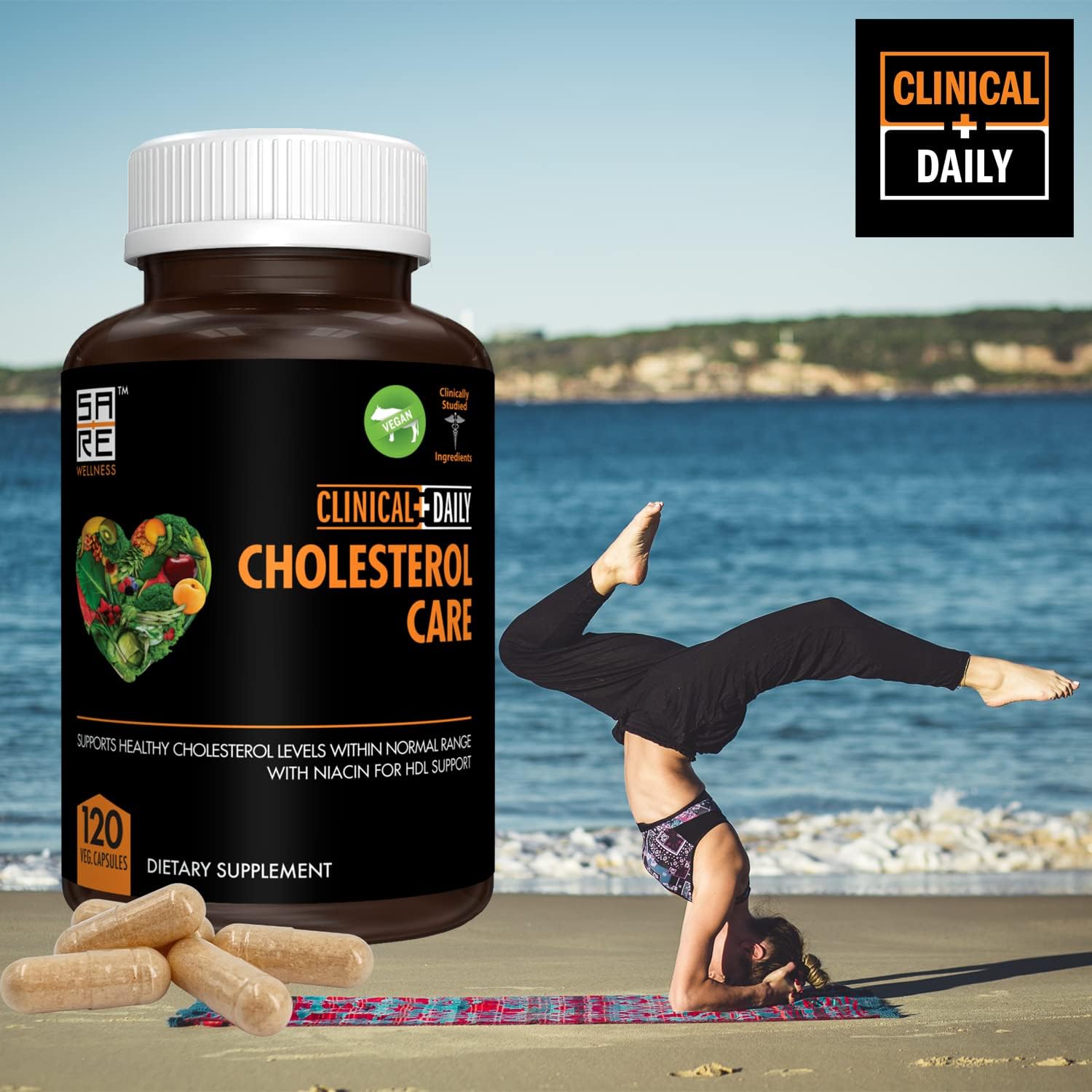 Clinical Daily Cholesterol Care Supplement - Plant Sterols, Guggul, Garlic, Niacin - 120 Capsules - görsel 2