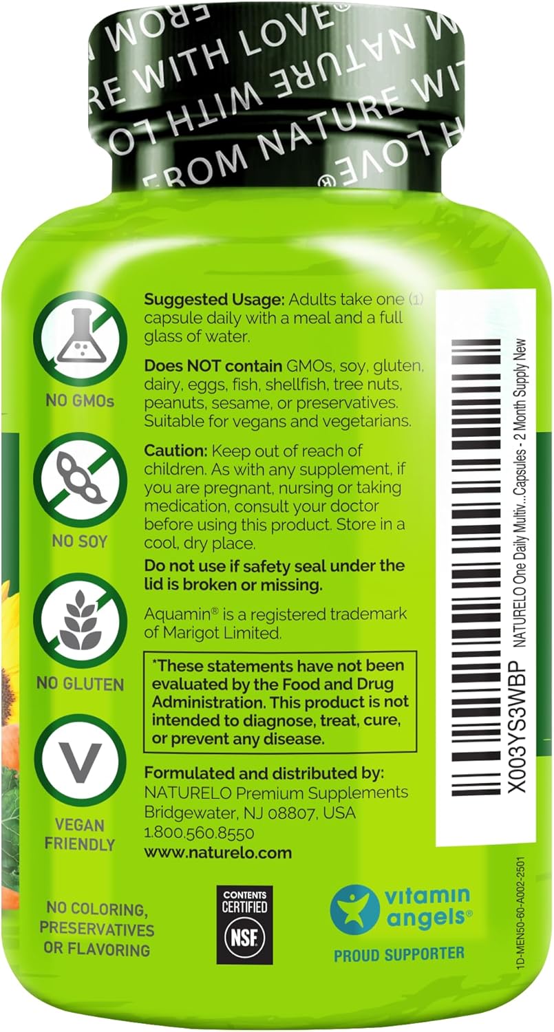 NATURELO Men's Multivitamin for Men 50+ – One Daily with Organic Whole Foods, 60 Capsules - görsel 9