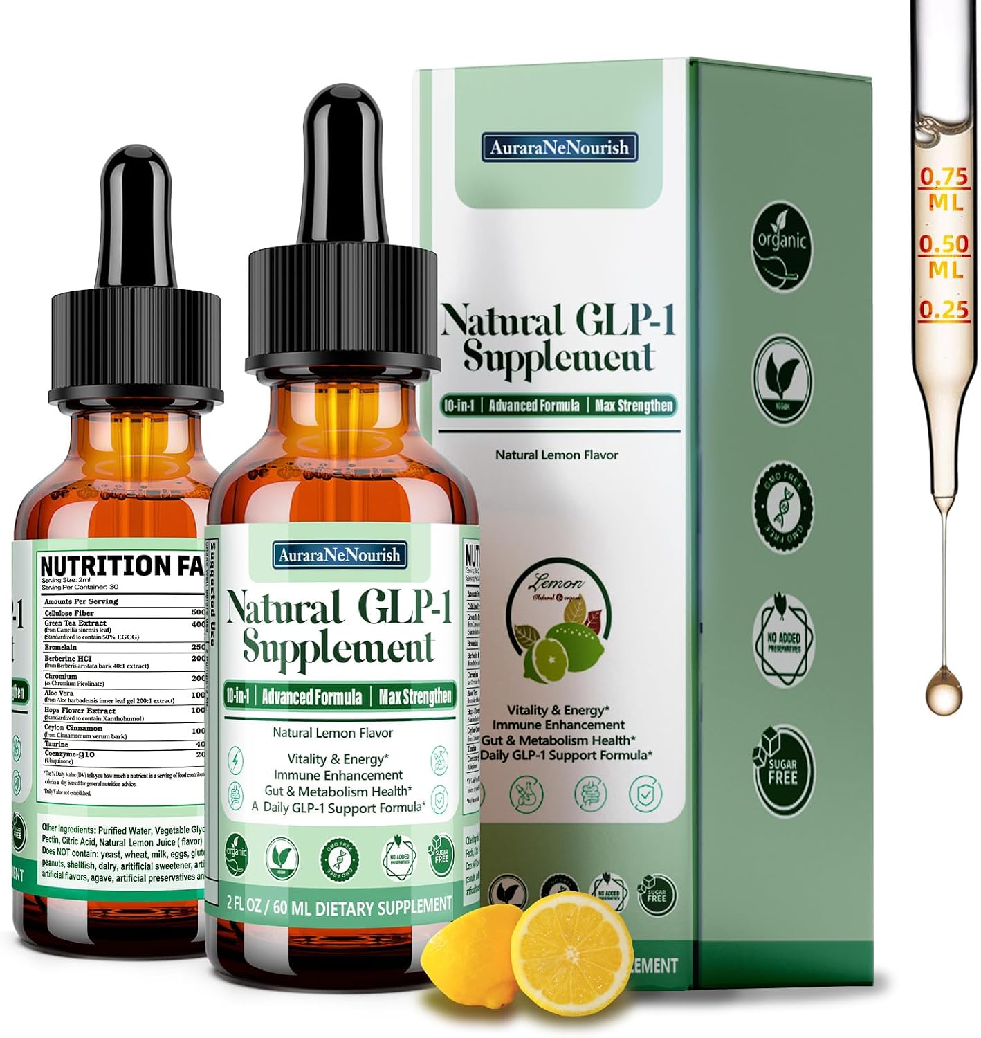 GLP-1 Oral Solution with Berberine, Bromelain, Chromium & Aloe Vera – 2 Pack - görsel 1