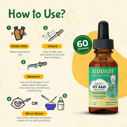 Kiddivit Baby Vitamin A & D Liquid Drops with Vitamin E