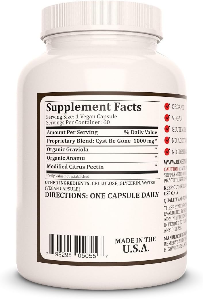 Cyst Be Gone – 1,000 mg, 60 Vegan Capsules Herbal Food Supplement - görsel 2
