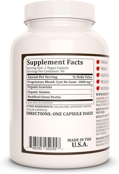Cyst Be Gone – 1,000 mg, 60 Vegan Capsules Herbal Food Supplement