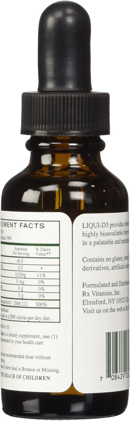Rx Vitamins Liqui-D3 2000 IU - Vitamin D3 Liquid Drops, 30 ml