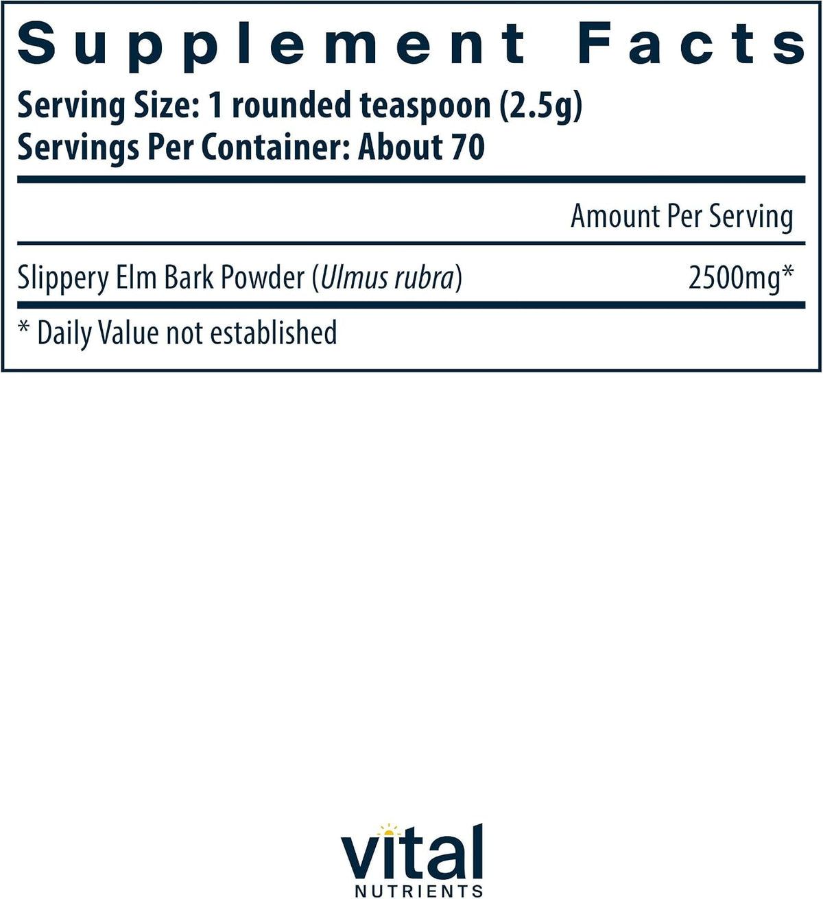 Vital Nutrients Slippery Elm Bark Powder - 2500mg - Vegan Gut Support - görsel 2