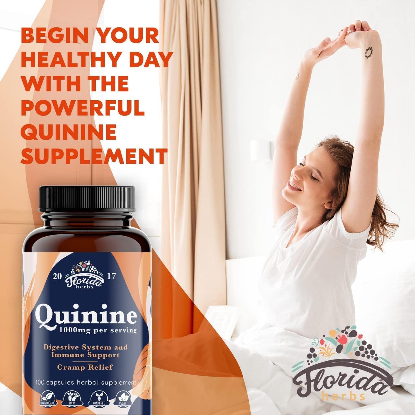 Leg Cramp Support – Organic Quinine Capsules from Cinchona Bark – 1000 mg – 330 Capsules - görsel 3