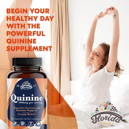Leg Cramp Support – Organic Quinine Capsules from Cinchona Bark – 1000 mg – 330 Capsules