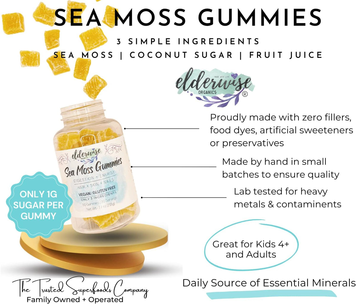 Elderwise Organics Sea Moss Gummies | 3 Ingredients, Vegan, Gluten-Free - görsel 2