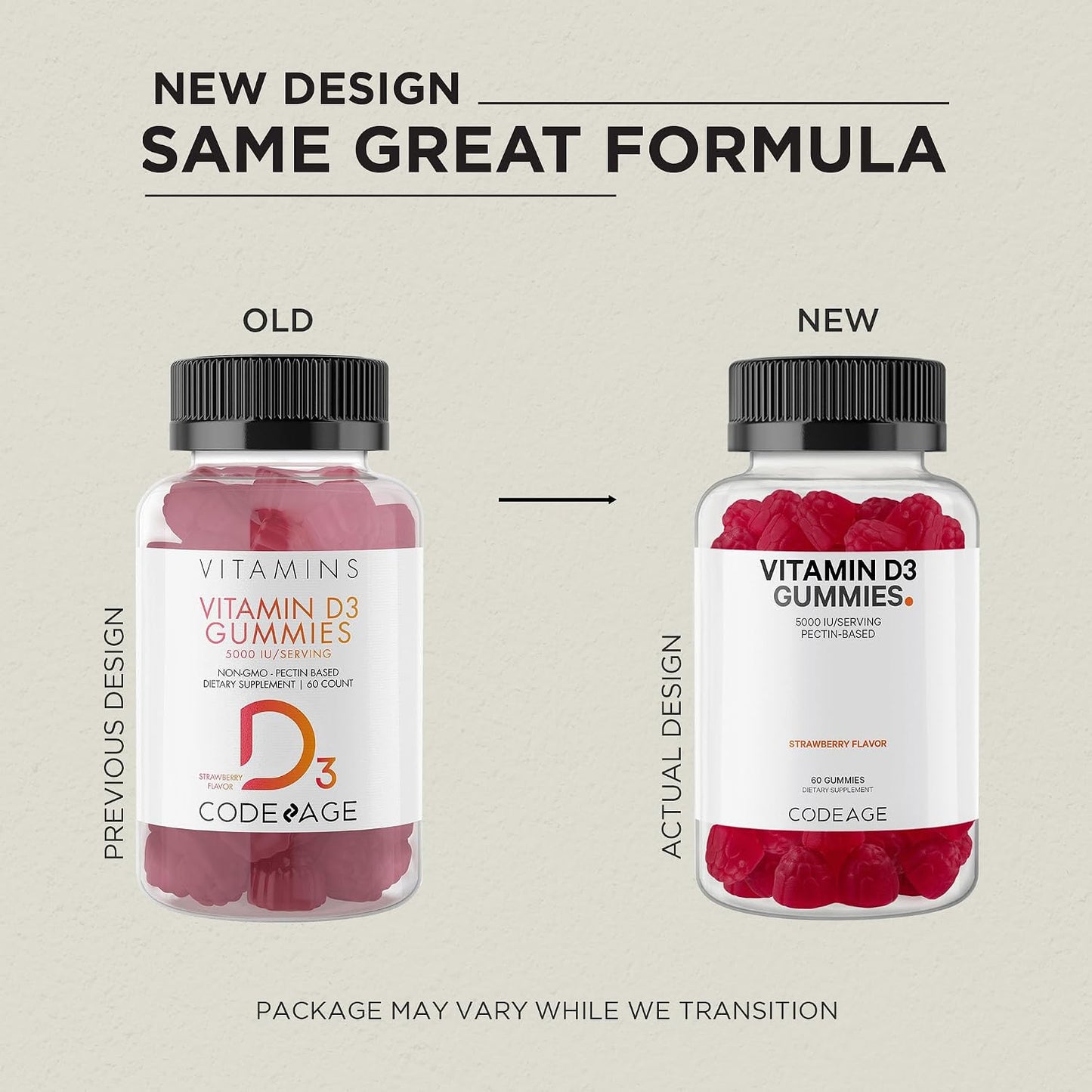 Codeage Vitamin D3 Gummies, 5000 IU Cholecalciferol, Pectin-Based, Strawberry Flavour, 60 Gummies - görsel 3