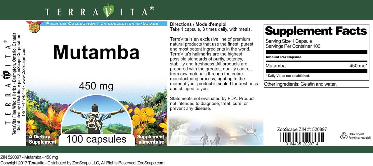 Terravita Mutamba - 450 mg, 100 Capsules - görsel 3
