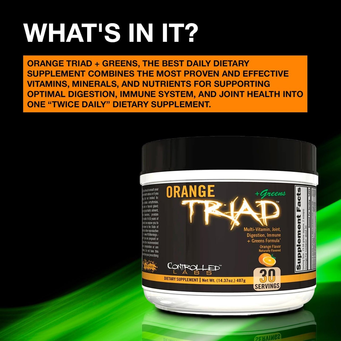 Controlled Labs Orange Triad Plus Greens - Multivitamin and Greens Powder, 30 Servings - görsel 4