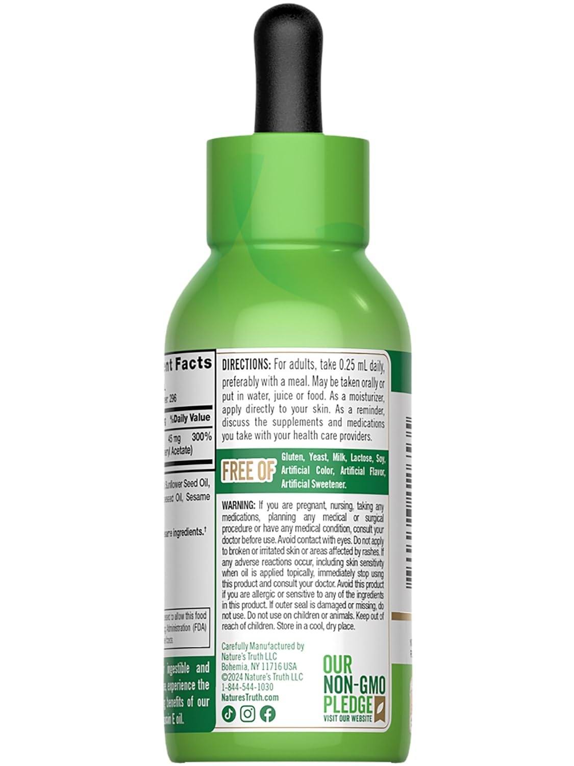 Nature's Truth Vitamin E Oil Supplement, 30,000 IU, 74 ml - Ingestible & Topical Grade - görsel 7