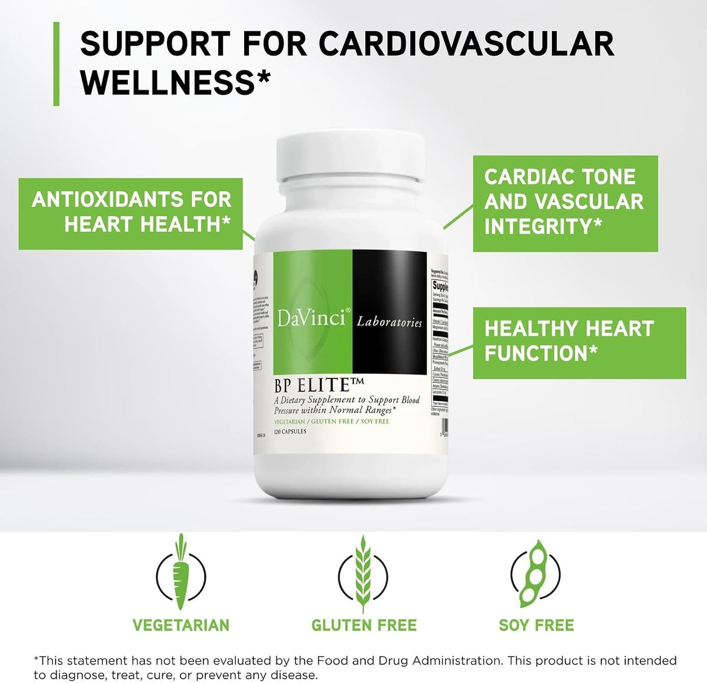 DAVINCI Laboratories BP Elite – Cardiovascular Support Formula with Magnesium, Vitamin C & Herbal Blend (120 Capsules) - görsel 3