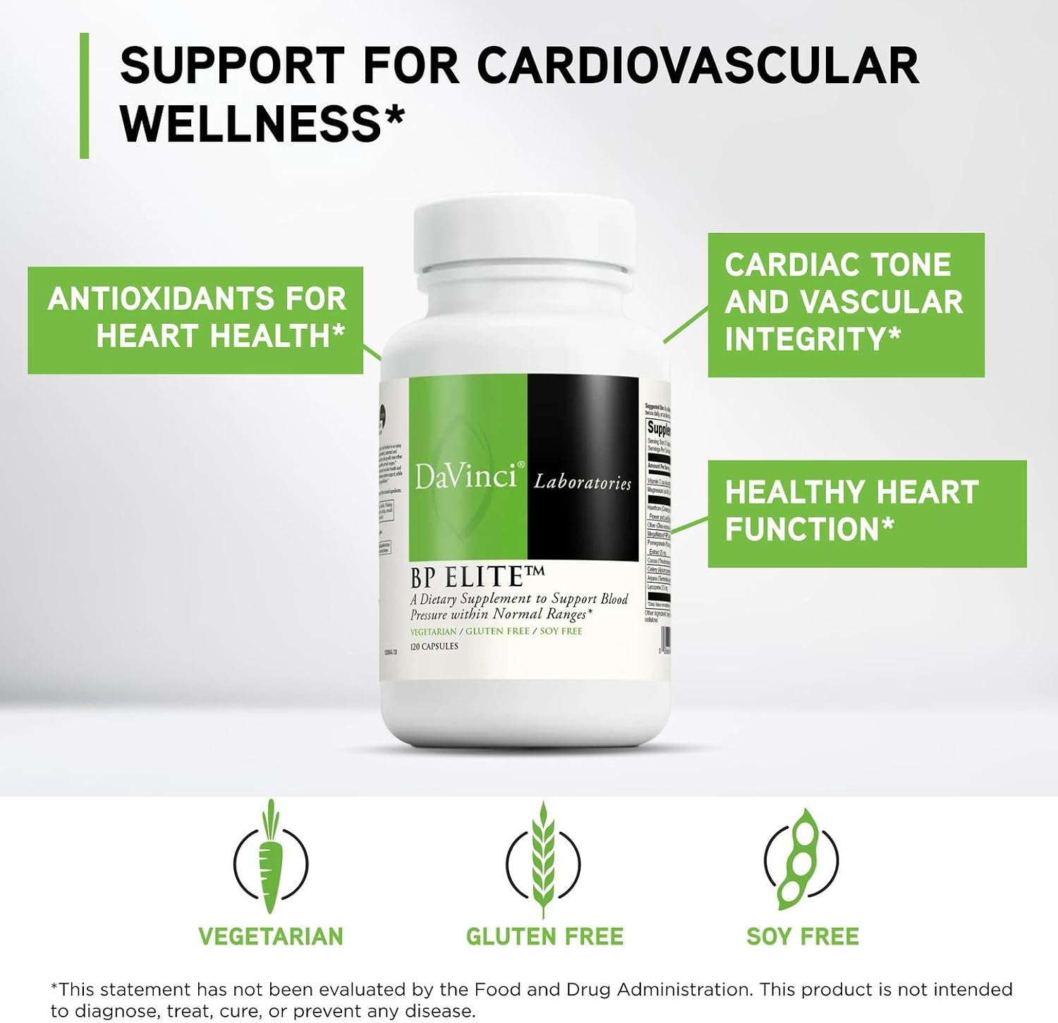 DAVINCI Laboratories BP Elite – Cardiovascular Support Formula with Magnesium, Vitamin C & Herbal Blend (120 Capsules) - görsel 3