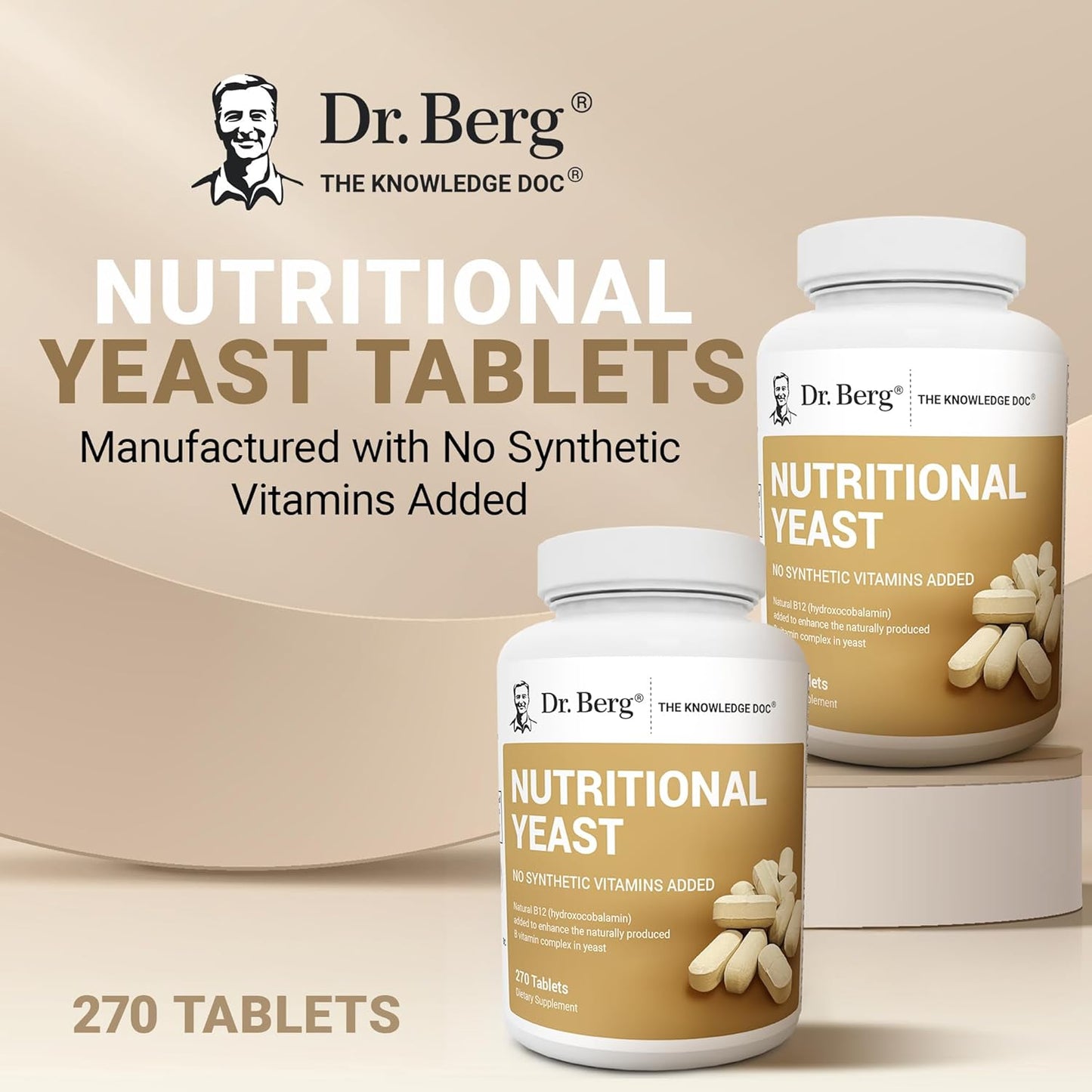Dr. Berg Nutritionals Yeast Tablets – Natural B12 Added - All 8 B Vitamin Complex – Organic Vanilla Flavour - 270 Vegan Tablets - görsel 4