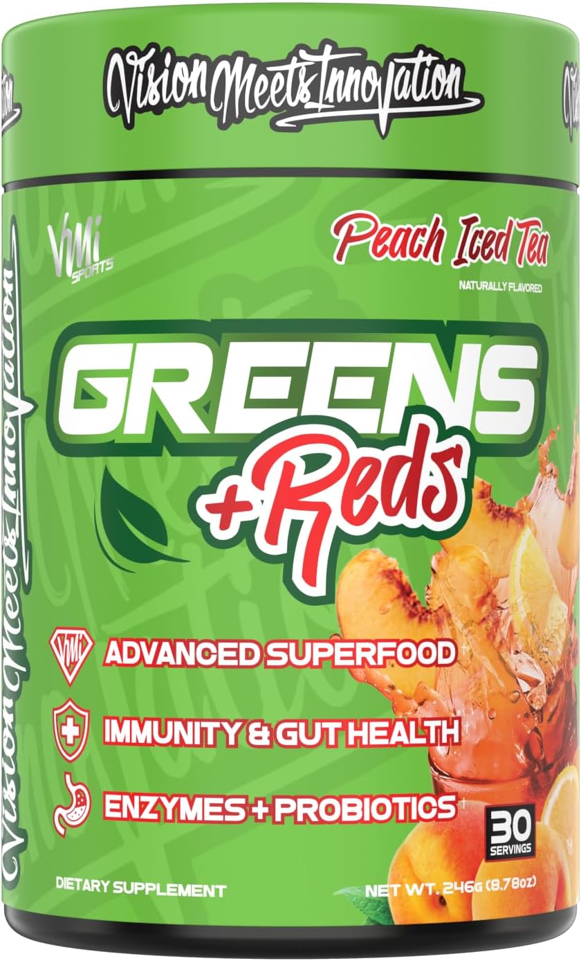 VMI Sports Greens + Reds Advanced Superfood - Immunity & Gut Health with Enzymes & Probiotics, 30 Servings (Raspberry Lemonade) - görsel 9