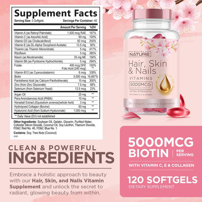 Built by Nature Hair, Skin and Nails Vitamins, 120 Softgels