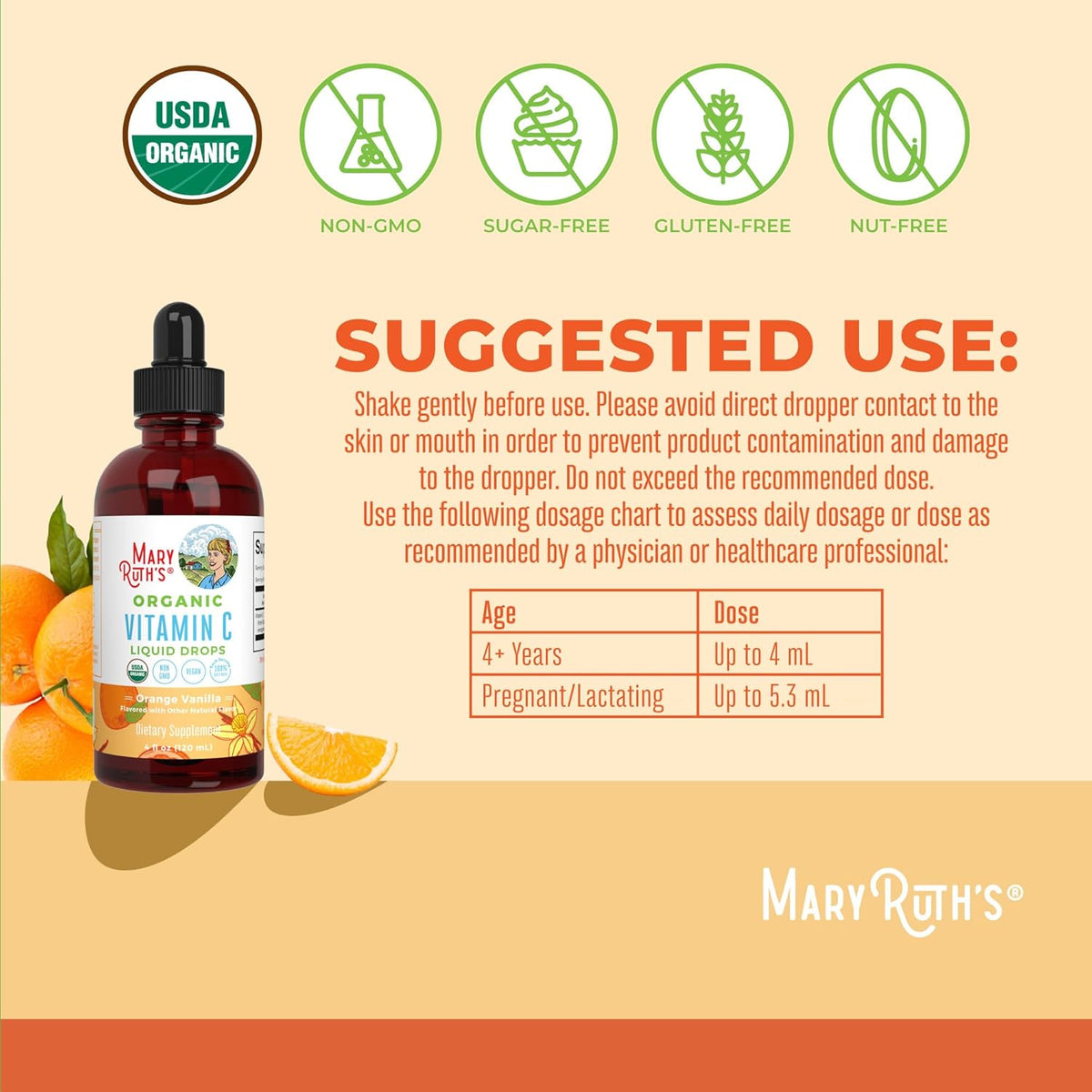 MARYRUTH'S Organic Vitamin C Supplement, Liquid Drops, 118 ml - görsel 3