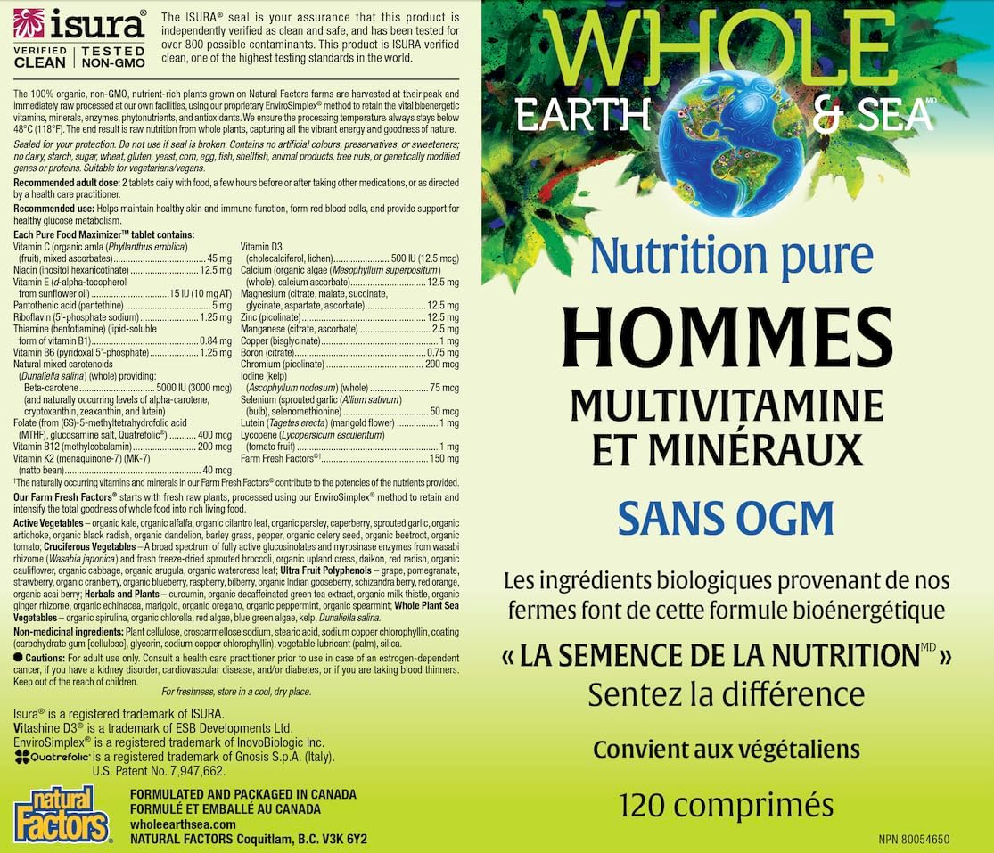 Natural Factors Whole Earth & Sea Men's Multivitamin and Mineral – 120 Tablets - görsel 10
