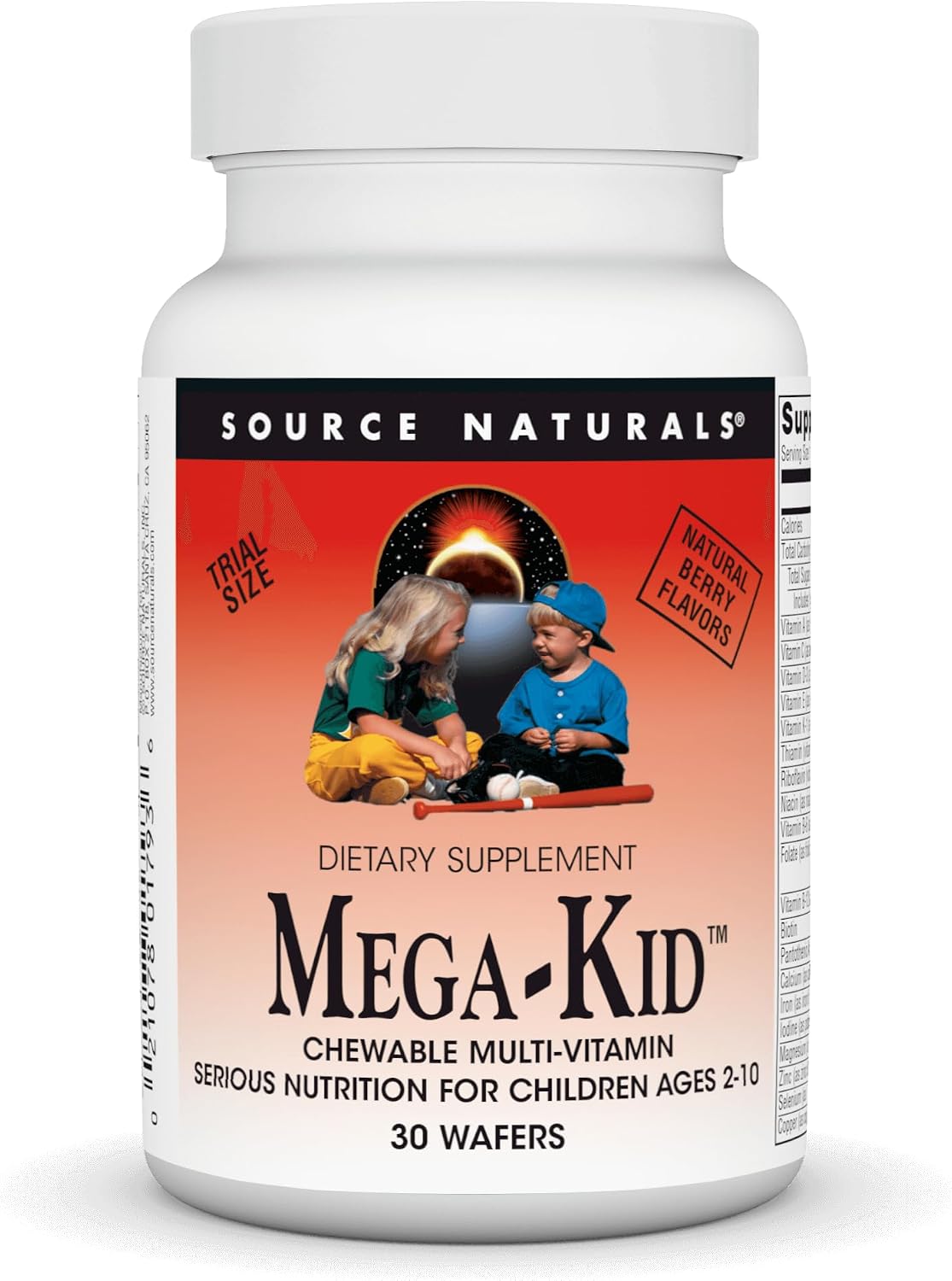 Source Naturals Mega-Kid Chewable Multivitamin for Children Aged 2-10, Natural Berry Flavour - 60 Wafers - görsel 5