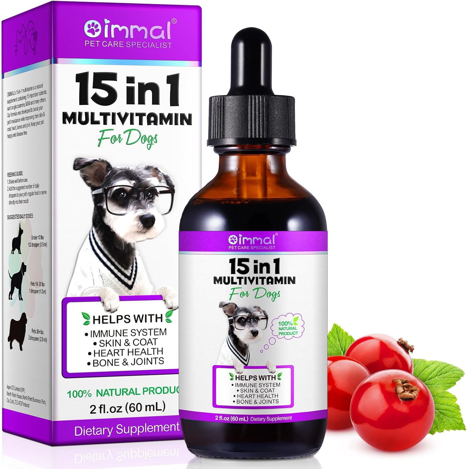 15-in-1 Dog Multivitamin Liquid - All-in-One Supplement for Digestive, Skin, Coat, Hip & Joint Support (60 ml) - görsel 1