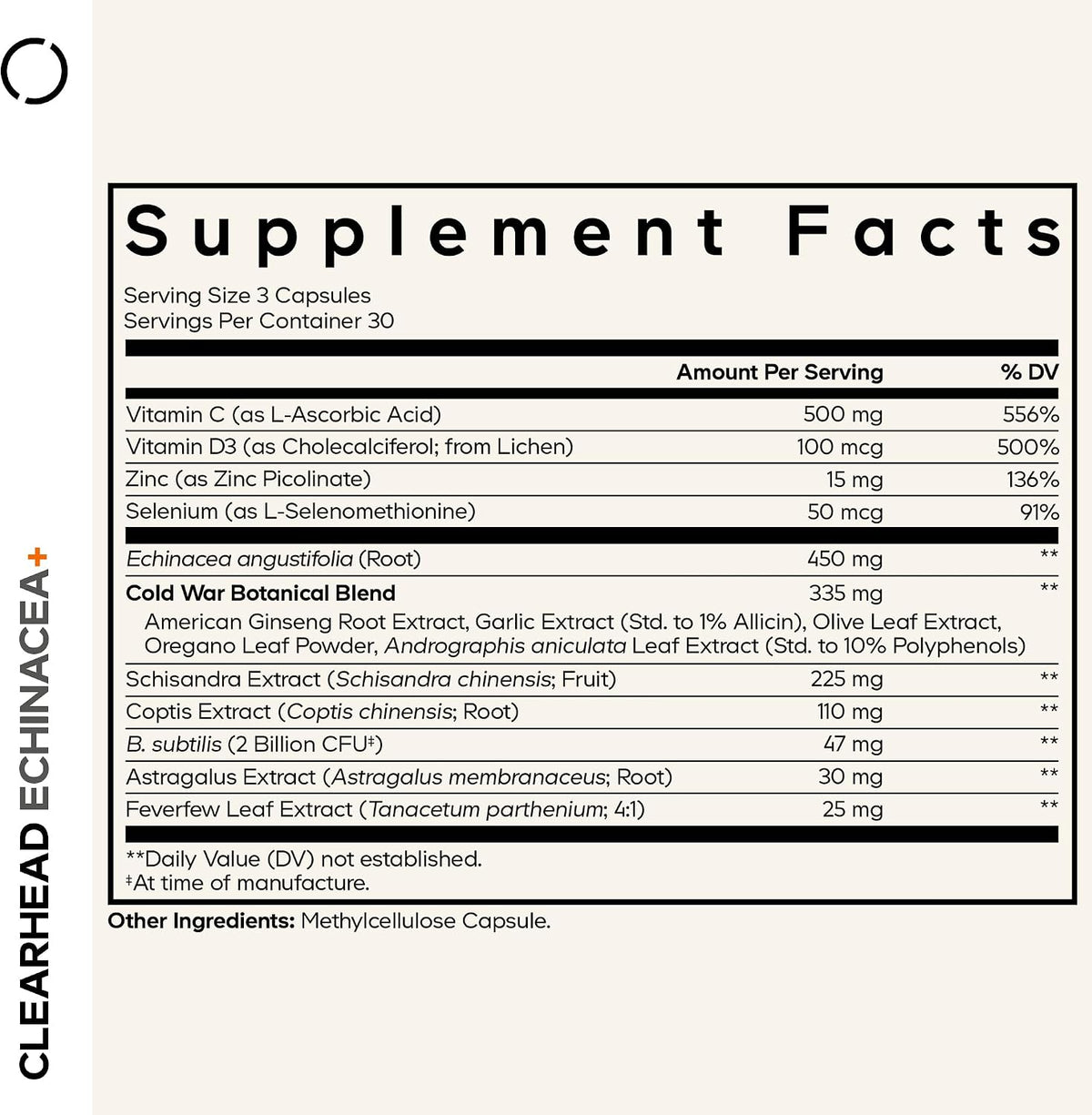 Codeage Clearhead Echinacea+ Supplement – Herbal Blend with Ginseng, Feverfew, Vitamins & Minerals - görsel 2