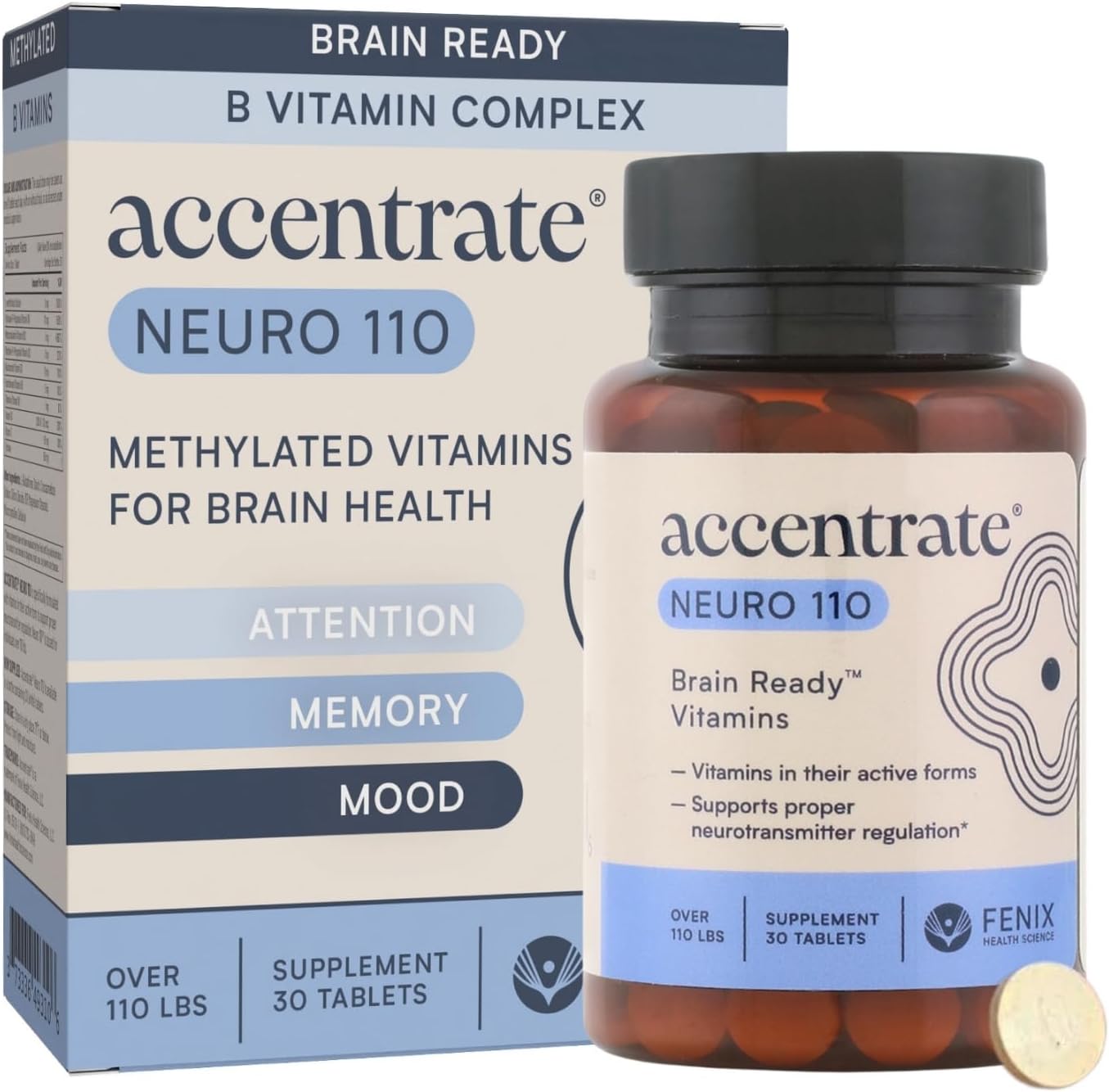 Accentrate Brain Supplement - Complete Methylated Vitamin B Complex with L-Methylfolate, Methylcobalamin, P5P & L-Tyrosine for Concentration, Attention, and Mood - görsel 9