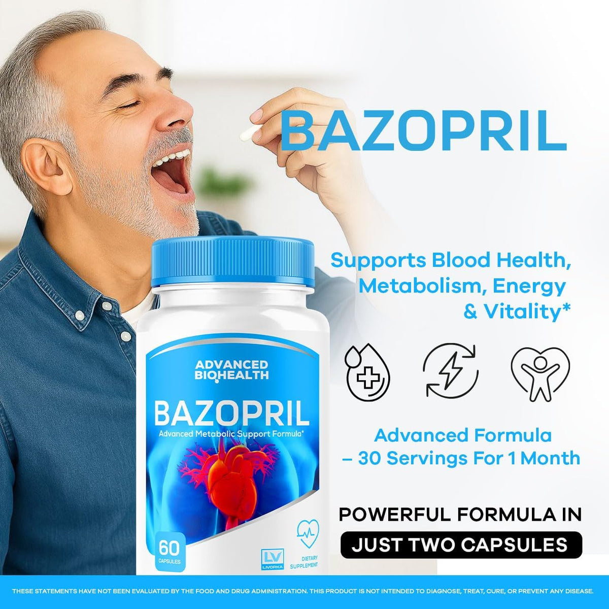 (3 Pack) Bazopril Capsules - Official Bazopril Advanced Formula for Blood Balance Support, Natural Food Supplement for Overall Health & Wellbeing, 180 Capsules (3-Month Supply) - görsel 2