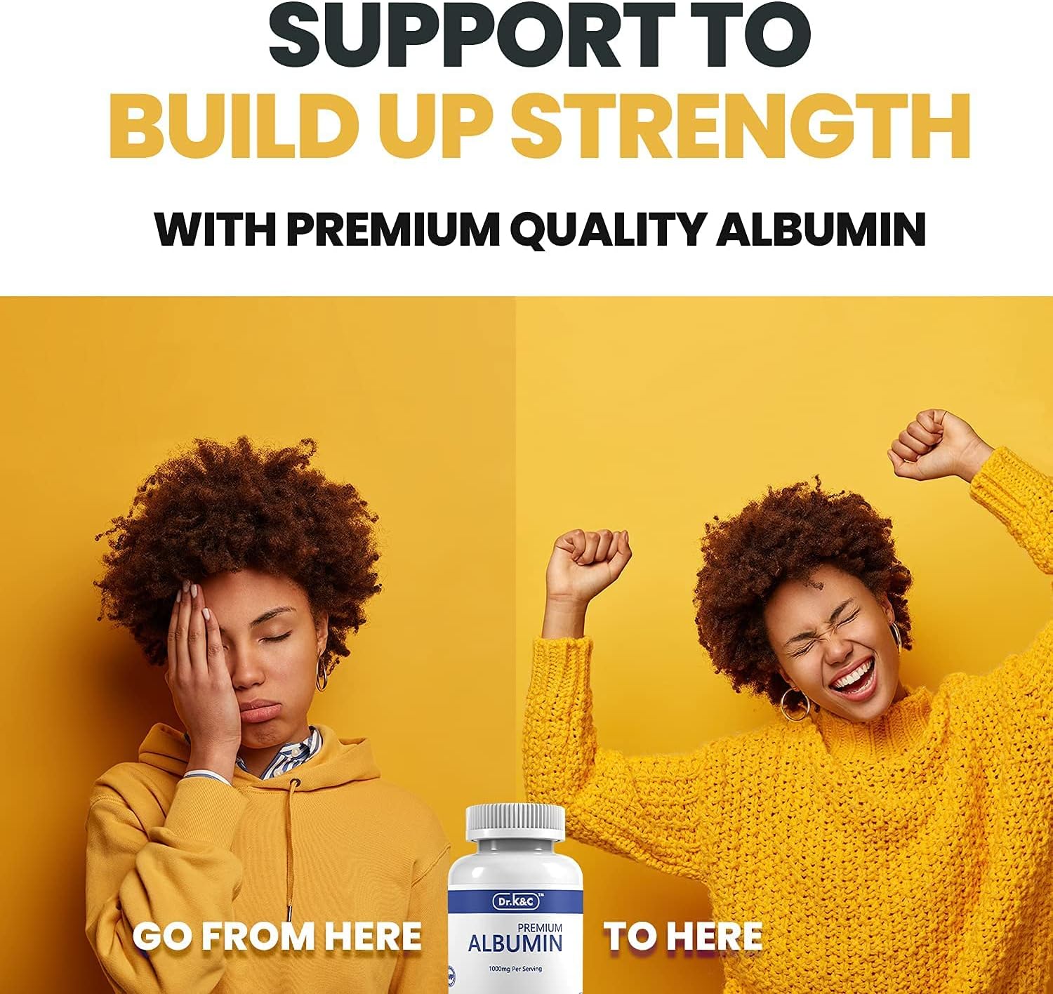 Dr.K&C Premium Albumin Protein Supplement 1000mg, 1 Bottle (120 Tablets), Daily Energy & Wellbeing Support - görsel 5