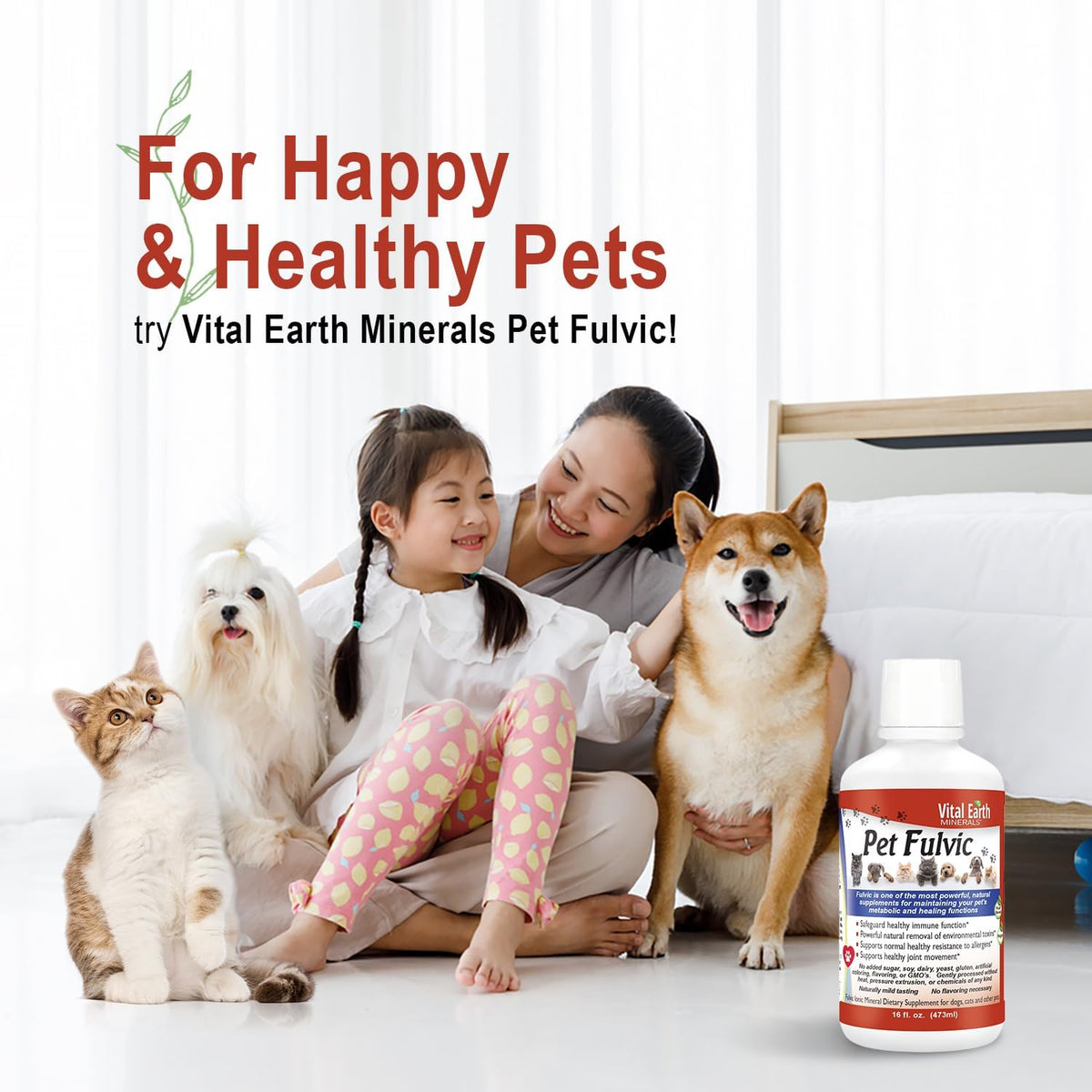 Vital Earth Minerals Pet Fulvic - Dog Allergy Relief, Joint Support Supplement 473 ml (Pack of 2) - görsel 6