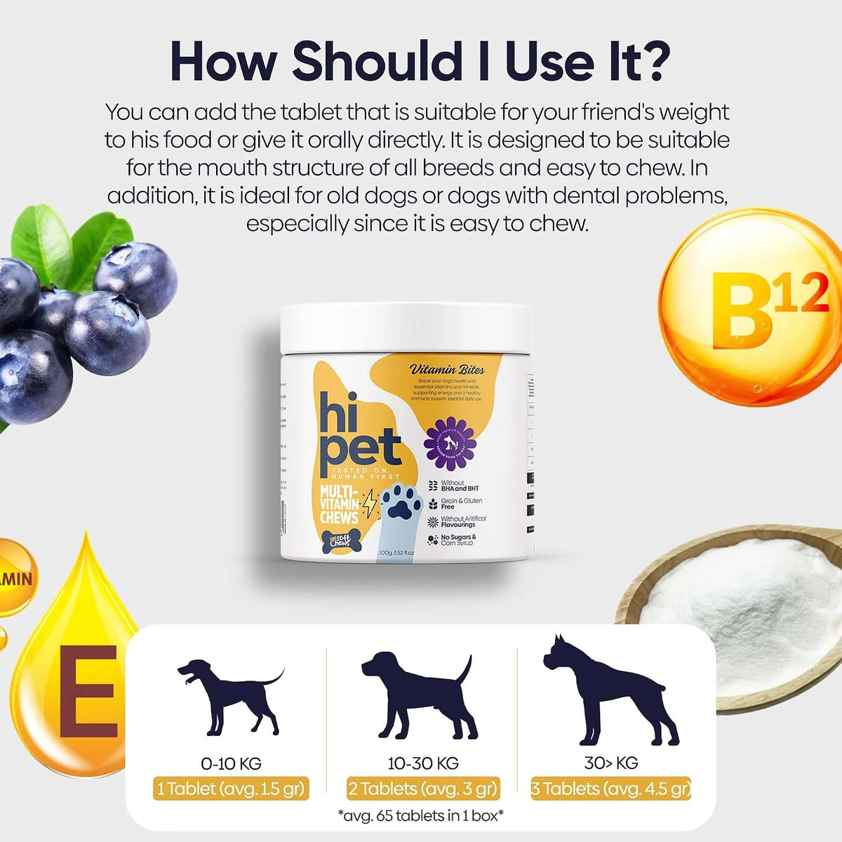 Hi Pet Multivitamin Bites for Dogs - Soft Chews, Supports Immunity & Joint Health, 100g (Pack of 3) - görsel 4