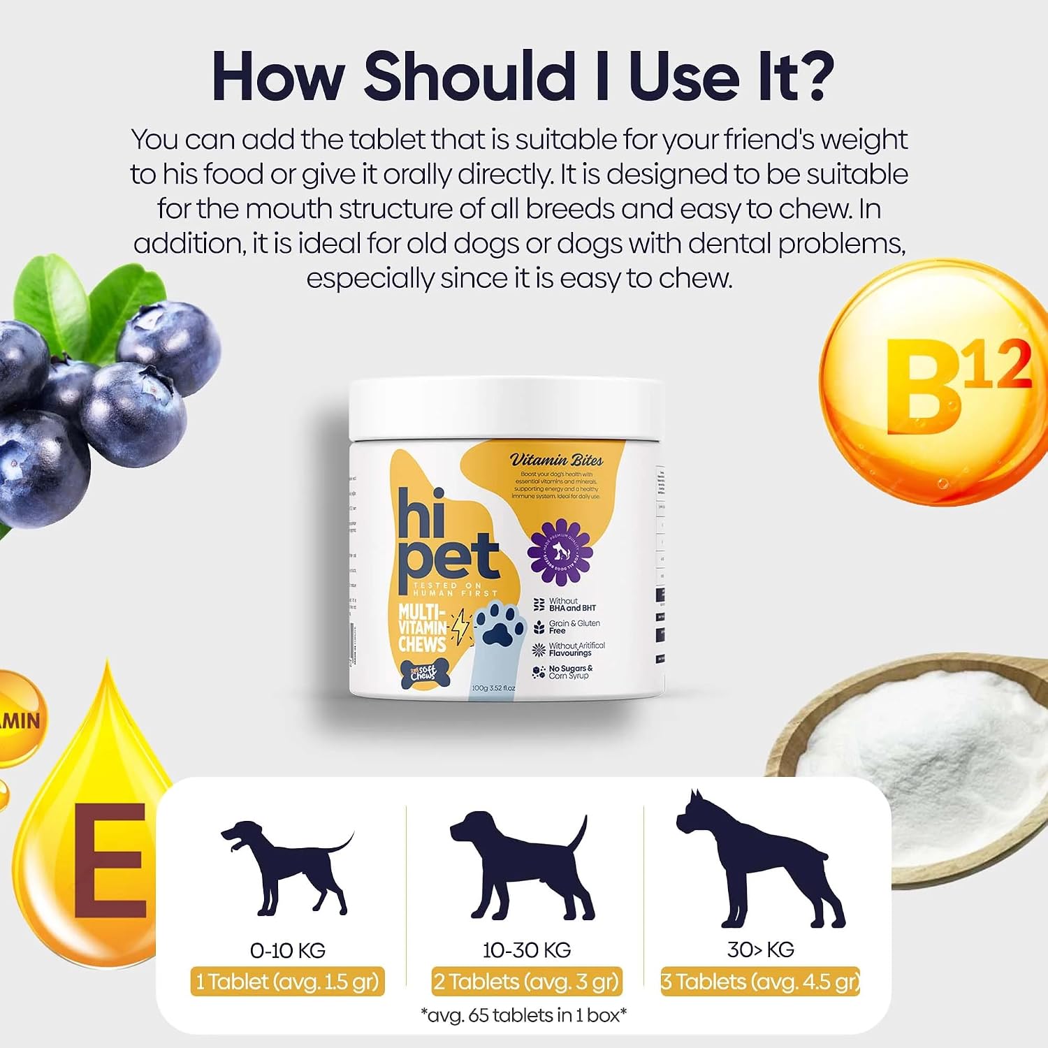 Hi Pet Multivitamin Bites for Dogs - Soft Chews, Supports Immunity & Joint Health, 100g (Pack of 3) - görsel 4