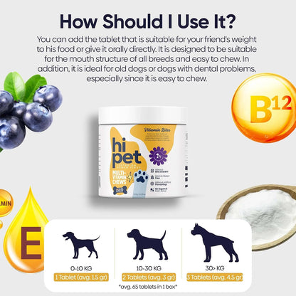 Hi Pet Multivitamin Bites for Dogs - Soft Chews, Supports Immunity & Joint Health, 100g (Pack of 3)