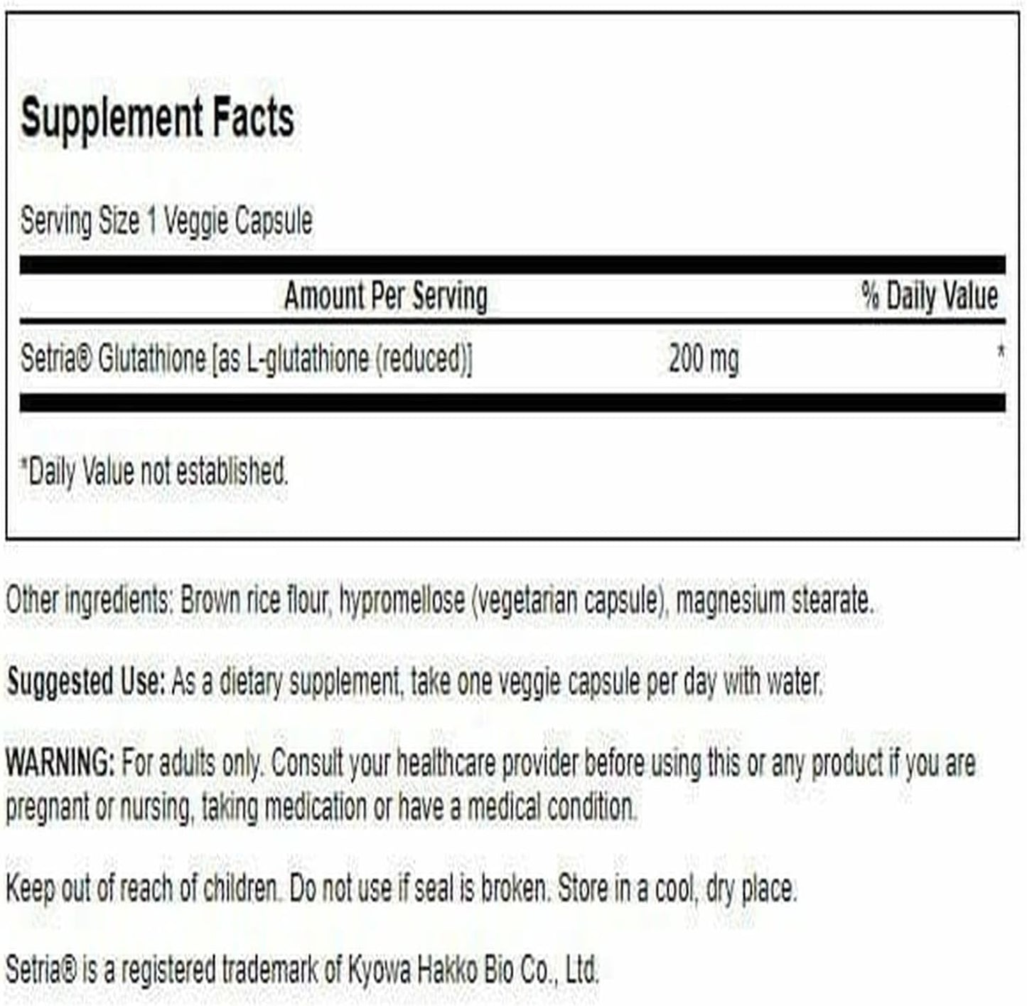 Swanson Amino Acid High Potency L-Glutathione 200 mg 60 Veg Capsules - görsel 2