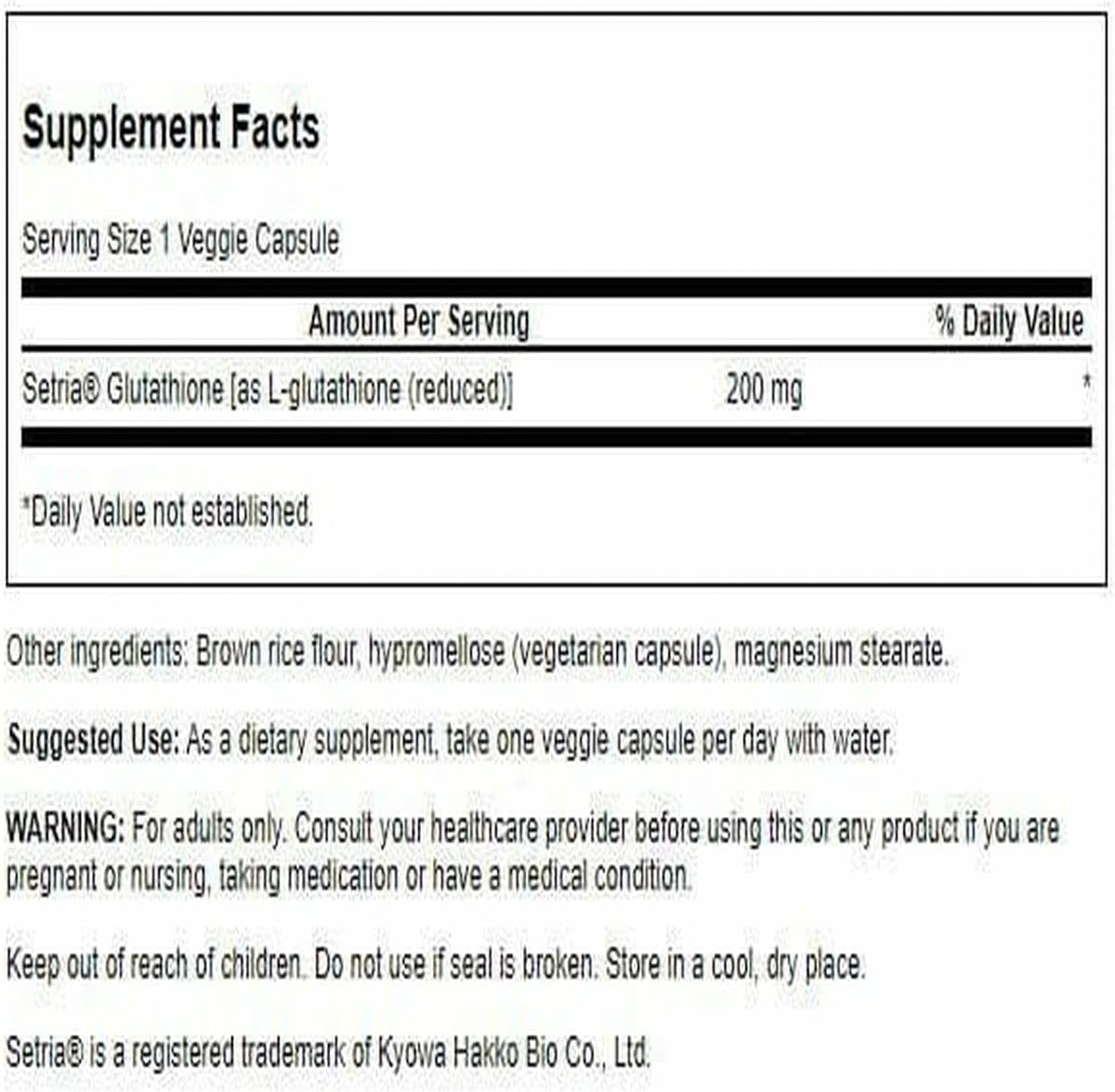 Swanson Amino Acid High Potency L-Glutathione 200 mg 60 Veg Capsules - görsel 2