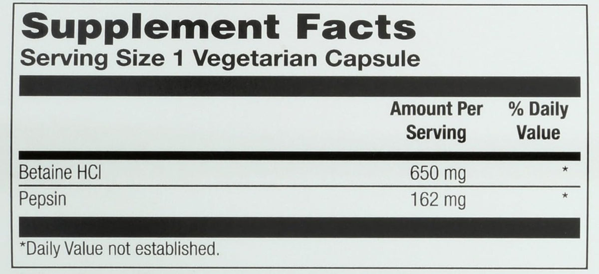 Solaray HCl Pepsin High Potency 650 mg, 100 Vegetarian Capsules - görsel 3
