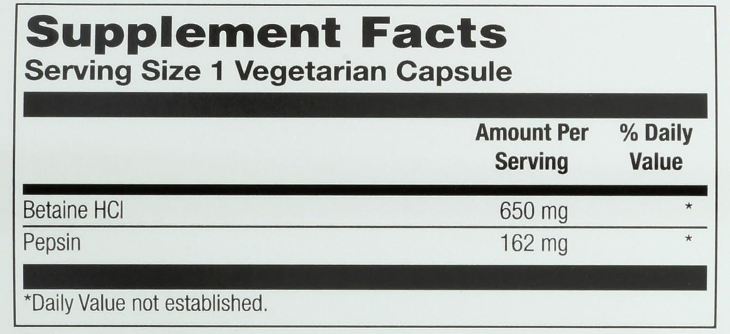 Solaray HCl Pepsin High Potency 650 mg, 100 Vegetarian Capsules - görsel 3