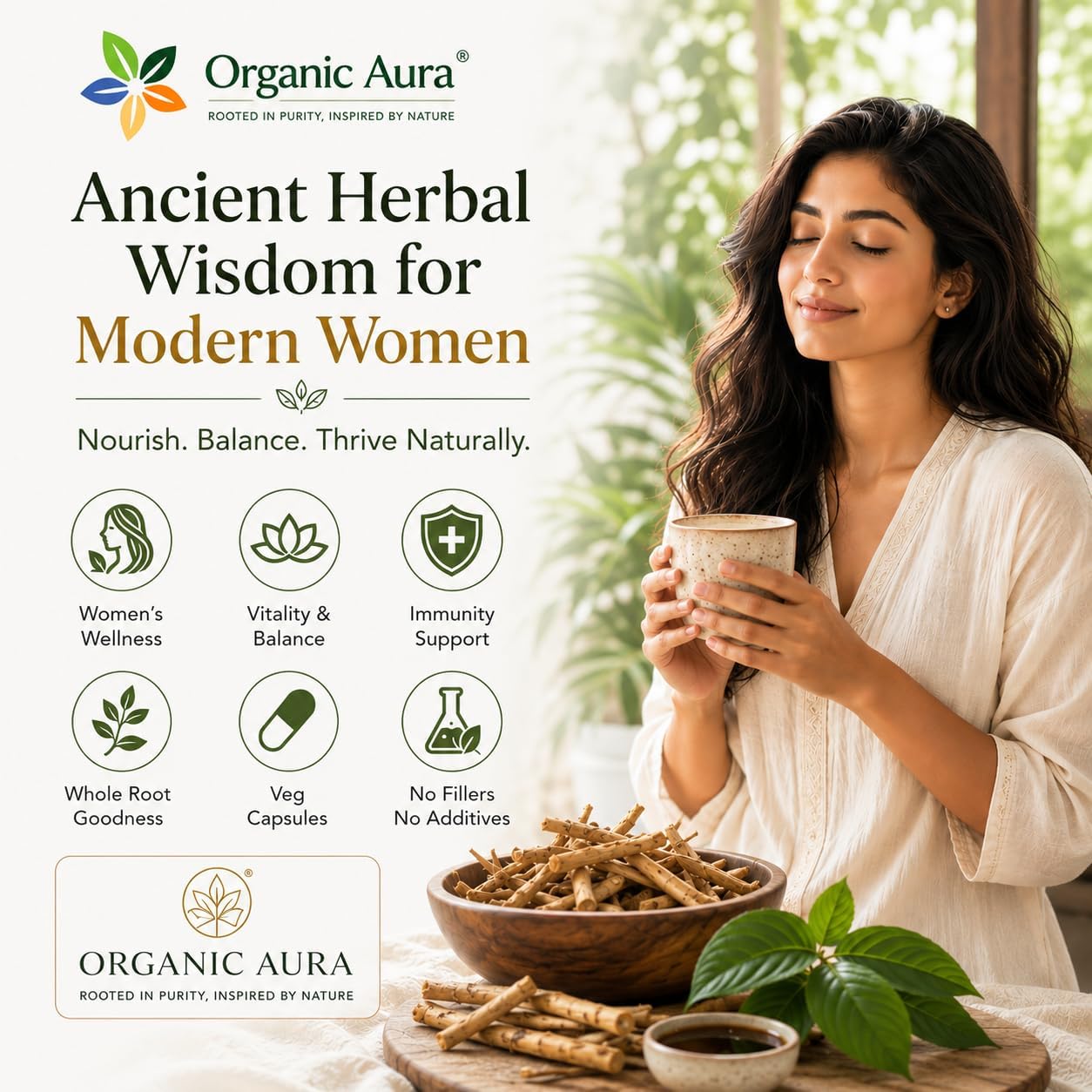 Shatavari Root Powder Capsules. Original and Whole Root Herbal Supplement. Daily Women's Wellness & Vitality Support. Pure, Safe & Minimally Processed. Veg Capsules - No Fillers or Additives. - görsel 5
