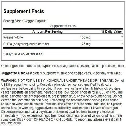 Swanson DHEA and Pregnenolone Complex, 60 Veg Capsules (2 Pack)