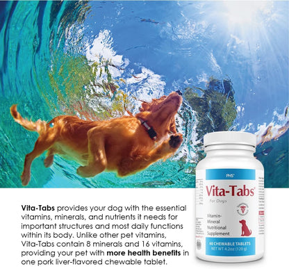 Vita-Tabs - Essential Vitamins, Minerals and Nutrients - Food Supplement for Dogs - Supports the Immune System and Bones - Liver Flavoured - 250 Chewable Tablets