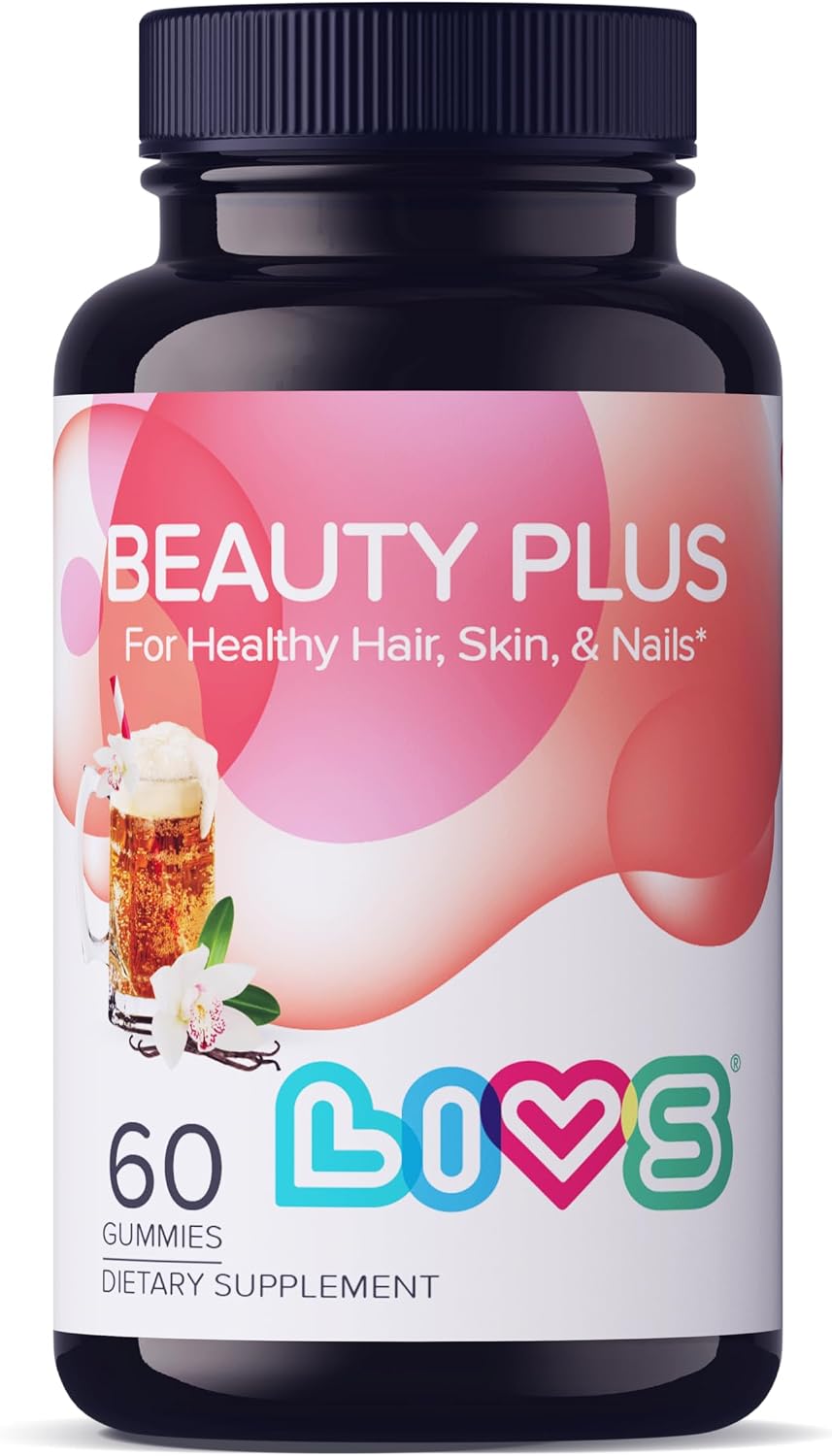 LIVS Beauty Plus Gummy Vitamins - Biotin Gummies for Hair, Skin and Nails - Cream Soda Flavour - 120 Gummies - görsel 7
