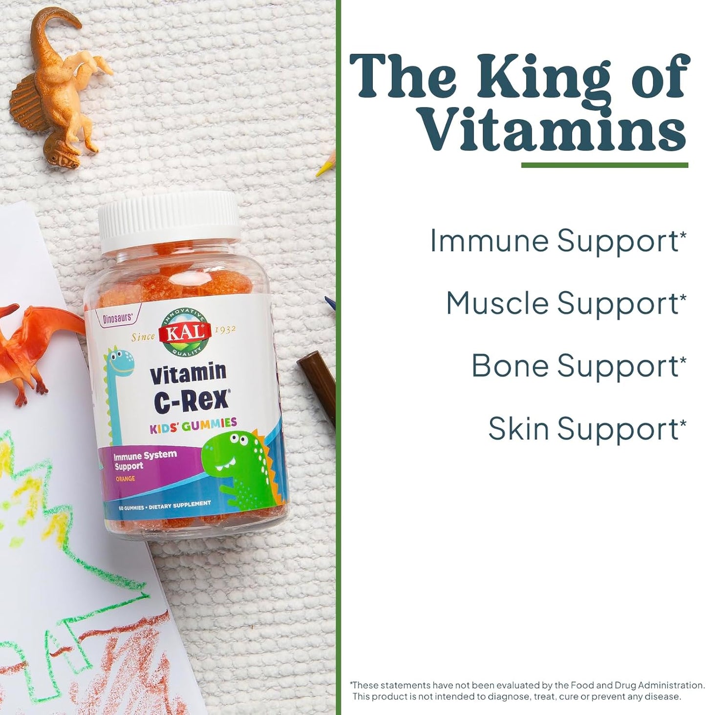 Kal Vitamin C-Rex Kids Gummies - 60 Count - görsel 3
