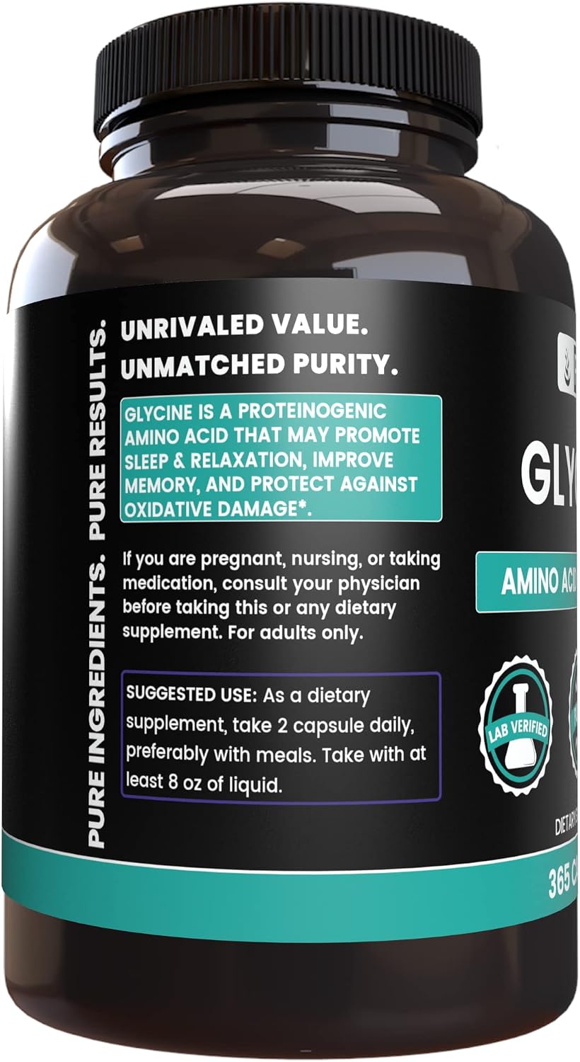 Pure Original Ingredients Glycine (365 – Brain Function: Glycine acts as a neurotransmitter, potentially promoting – Image 3