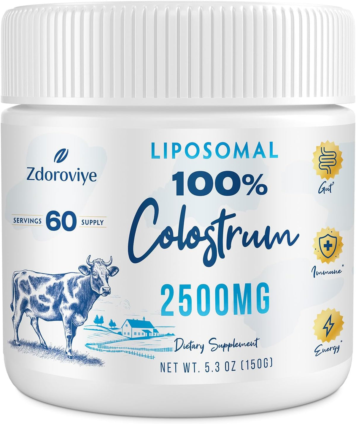 Zdoroviye Liposomal Bovine Colostrum Powder 2500 mg, Improved Absorption Compared to Standard Colostrum (60 Servings) - görsel 1